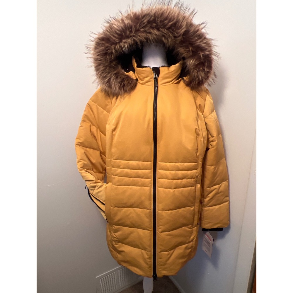 Arctic Expedition Hybradown Coat Mustard Yellow Faux Fur Hood Parka 1X